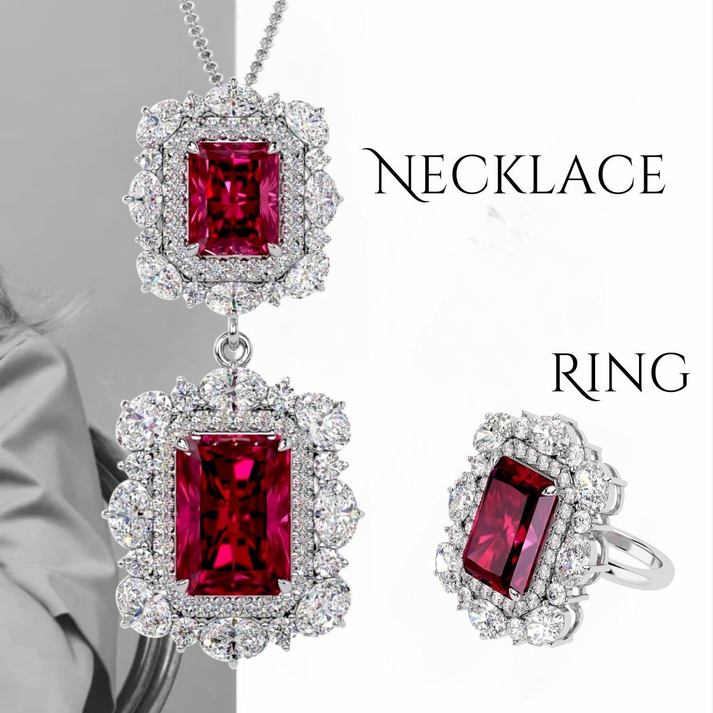 Exquisite Red Ruby Jewellery Set of 3