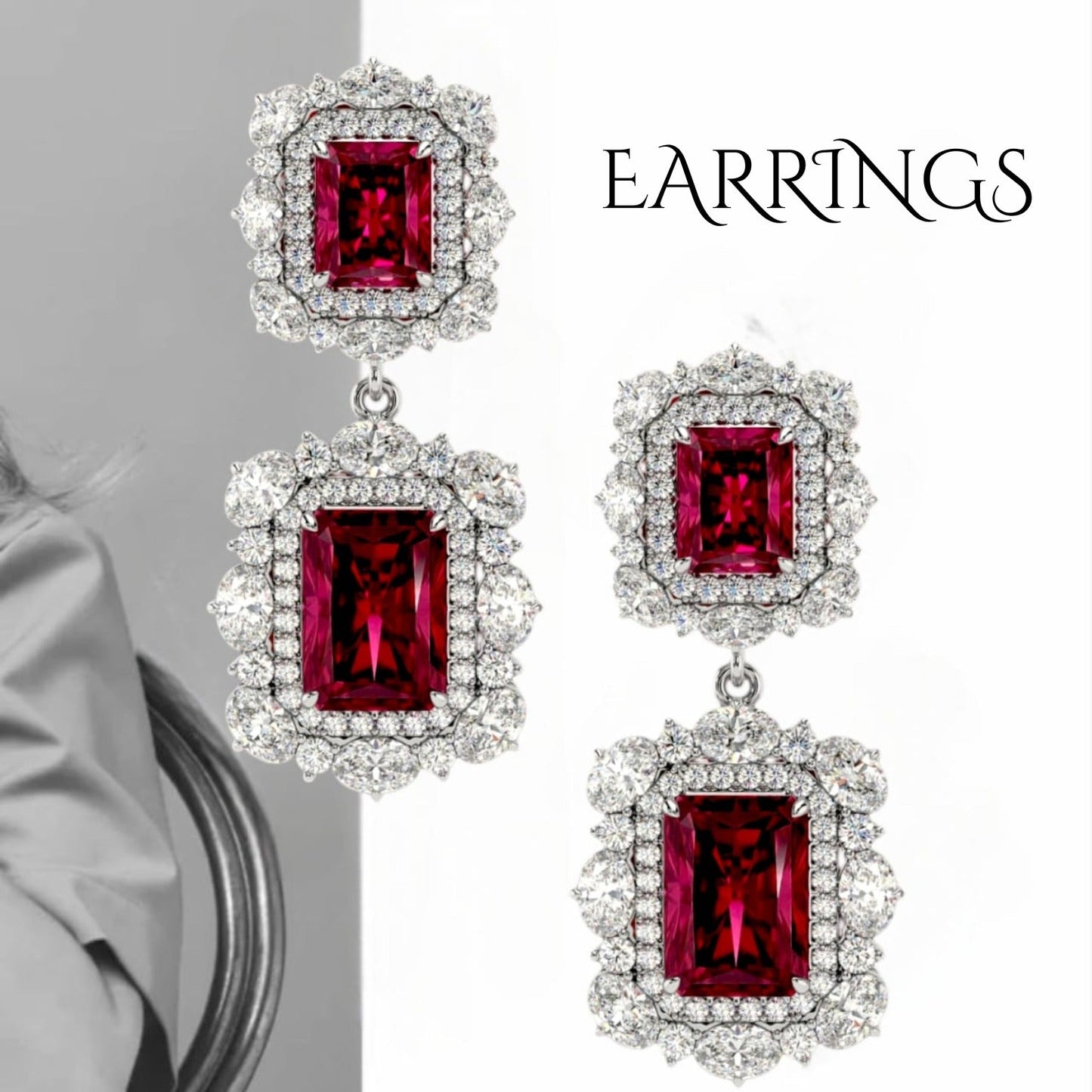 Exquisite Red Ruby Jewellery Set of 3