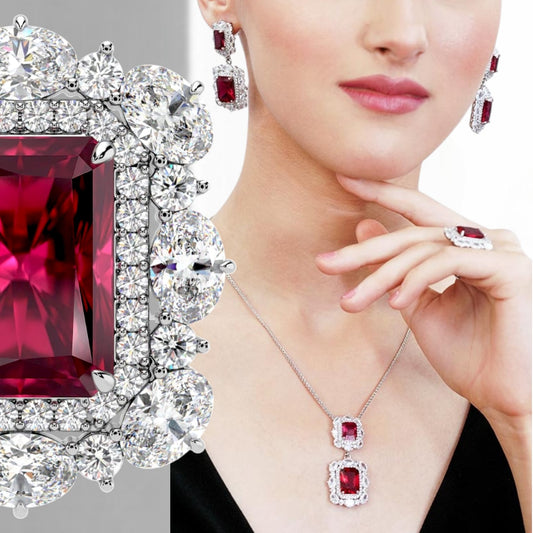 Exquisite Red Ruby Jewellery Set of 3